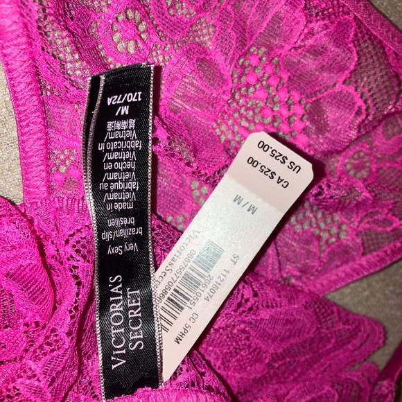 NWT VICTORIA'S Secret Pink Hearts SHINE STRAP LACE BRAZILIAN CHEEKY Size M - Picture 4 of 4